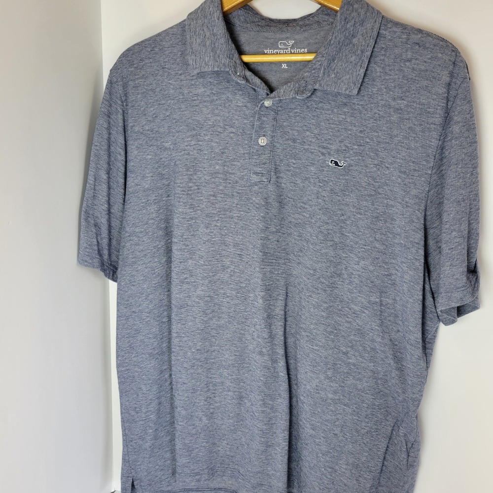 Vineyard Vines Edgartown Polo Shirt Mens XL Blue Heather Pima Cotton Stretch